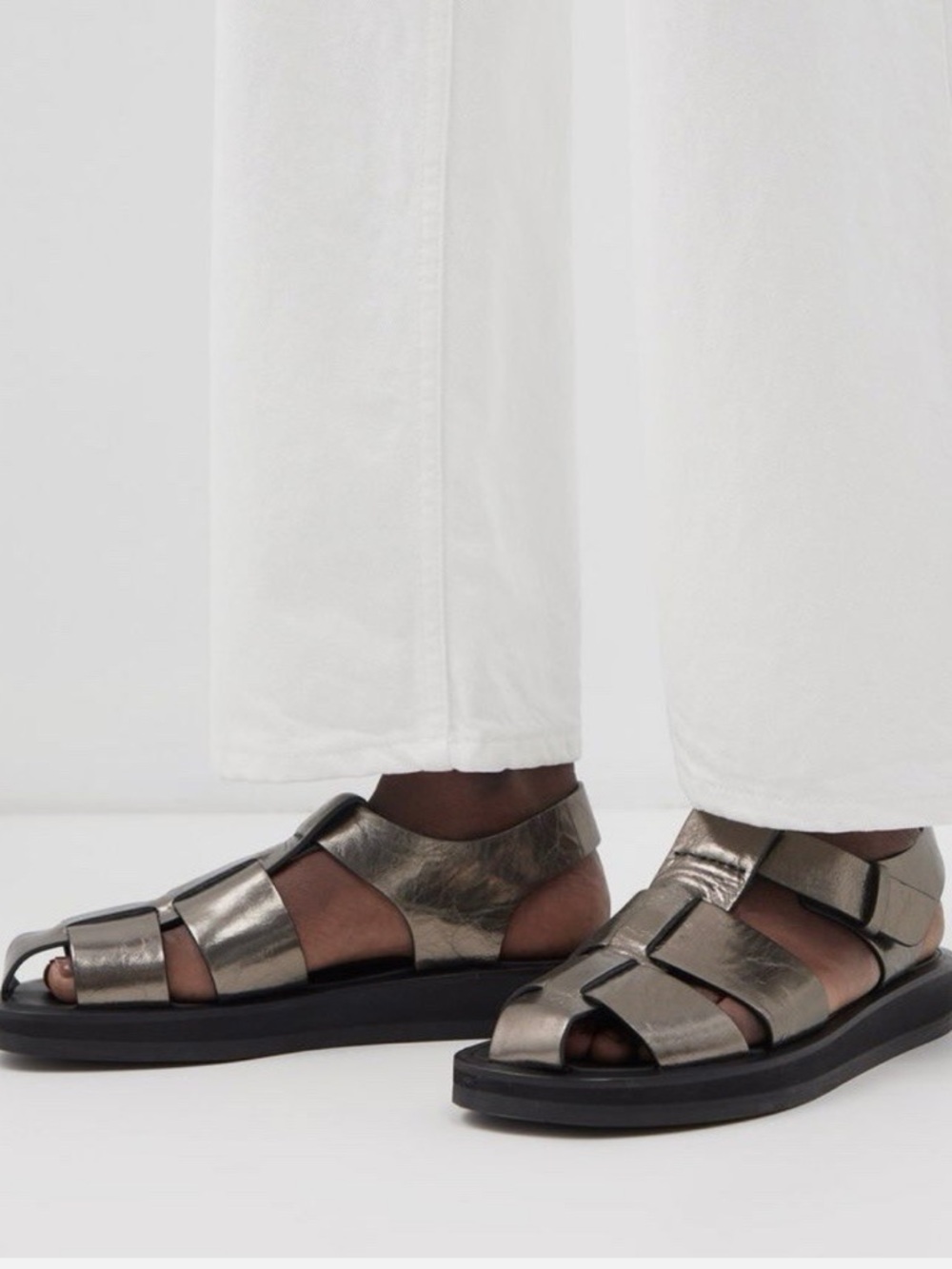 THE ROW Women’s Metallic Leather ‘Fisherman’ Sandals